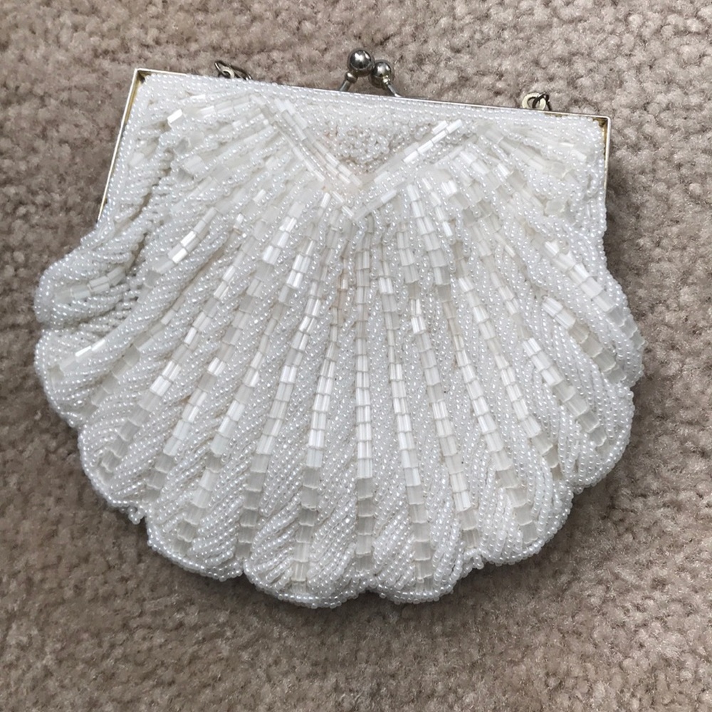Ivory beaded clutch